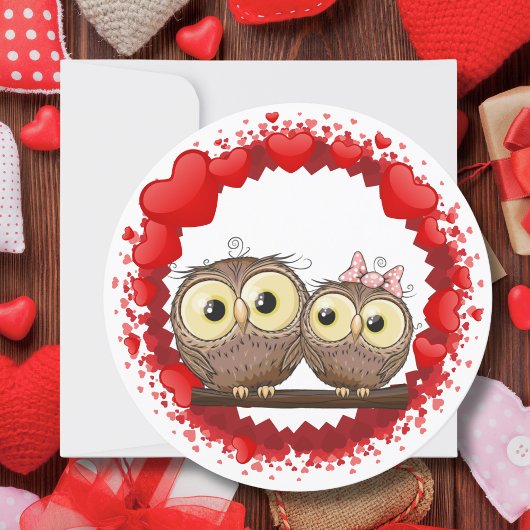 Cute Happy Valentine's Day Owl Love Feestdagenkaart