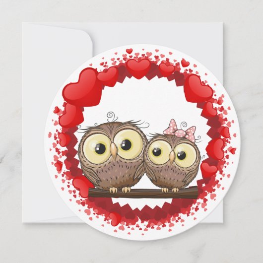 Cute Happy Valentine's Day Owl Love Feestdagenkaart (Voorkant)