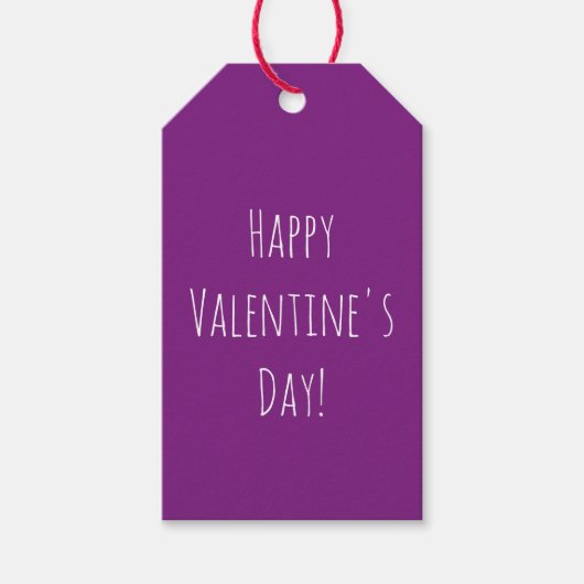 Cute Happy Valentine's Day Paarse Simple Gift Labe Cadeaulabel (Voorkant)