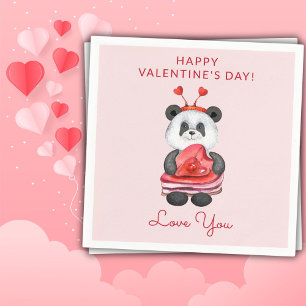 Cute Happy Valentines Day Party Napkins Servet