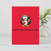 Cute Happy Valentines Day Penguin Bird Flat Card (Staand voorkant)