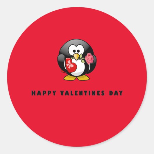 Cute Happy Valentines Day Penguin Bird Ronde Sticker (Voorkant)