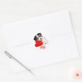 Cute Happy Valentine's Day Puppy Ronde Sticker (Envelop)