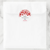 Cute Happy Valentine's Day Red Hearts gepersonalis Ronde Sticker (Tas)