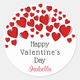 Cute Happy Valentine's Day Red Hearts gepersonalis Ronde Sticker