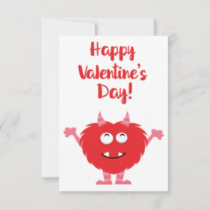 Cute Happy Valentine's Day Red Monster Valentijn Notitiekaartje
