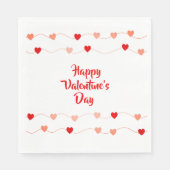 Cute Happy Valentines Day Red Roze String Hearts Servet (Voorkant)