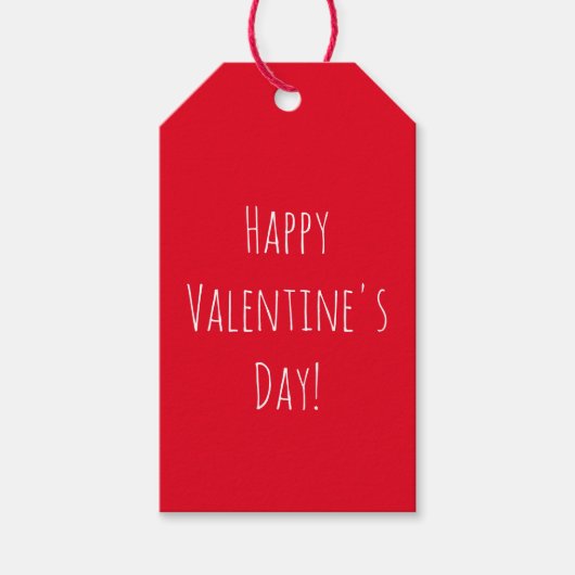 Cute Happy Valentine's Day Red Simple Cadeaulabel (Voorkant)