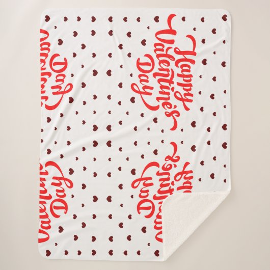 Cute Happy Valentine's Day Sherpa Blanket Deken (Voorkant)