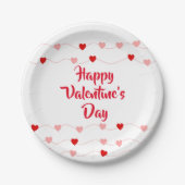 Cute Happy Valentines Day String Harten Rood Roze Papieren Bordje (Voorkant)