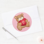 Cute Happy Valentine's Day Teddy Bear Ronde Sticker (Envelop)
