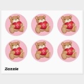 Cute Happy Valentine's Day Teddy Bear Ronde Sticker (Vel)