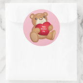 Cute Happy Valentine's Day Teddy Bear Ronde Sticker (Tas)