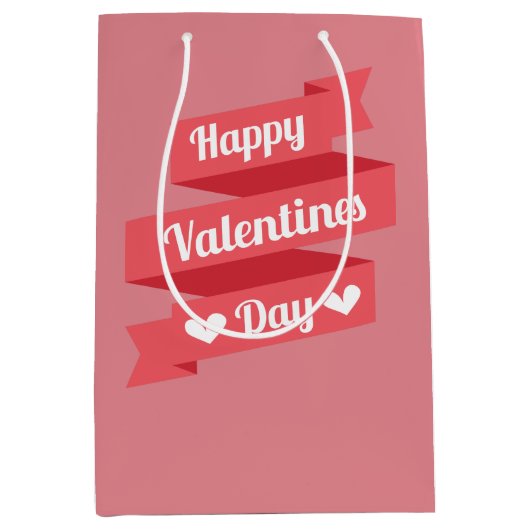 Cute Happy Valentines Day Text Design Medium Cadeauzakje (Voorkant)