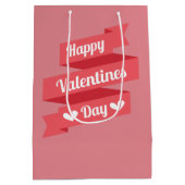 Cute Happy Valentines Day Text Design Medium Cadeauzakje (Achterkant)