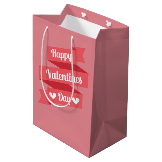 Cute Happy Valentines Day Text Design Medium Cadeauzakje (Achterkant Gekanteld)