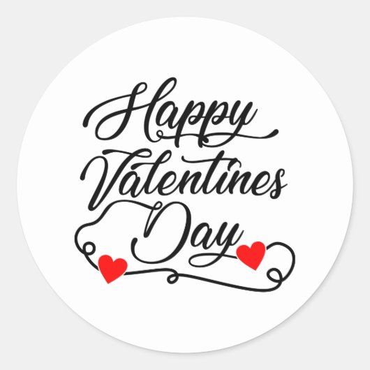 Cute Happy Valentine's Day word art Ronde Sticker (Voorkant)
