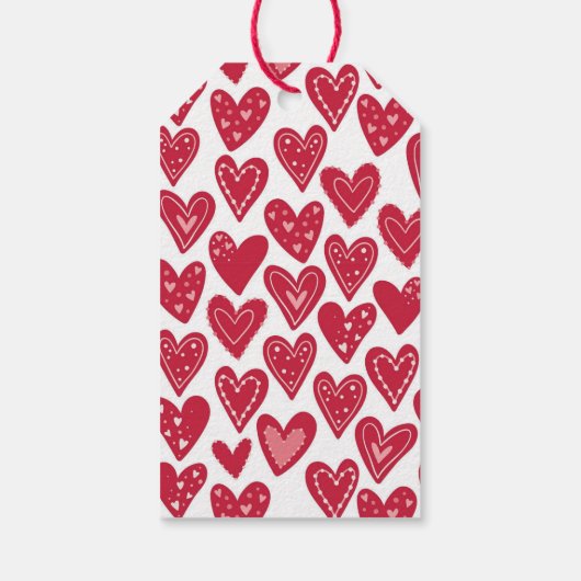Cute Happy Valentines Red Hearts Cadeaulabel (Achterkant)