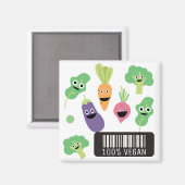 Cute Happy Vegetables 100% Vegan Magneet (Voorkant / Achterkant)