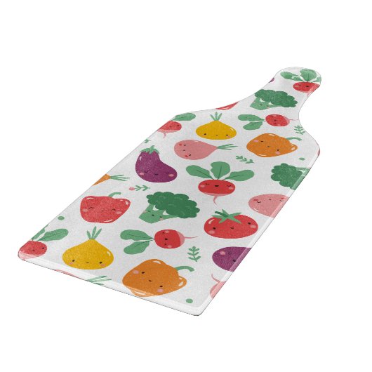 Cute happy veggies snijplank (Hoek)