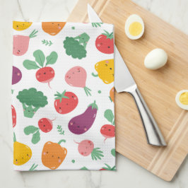 Cute happy veggies theedoek