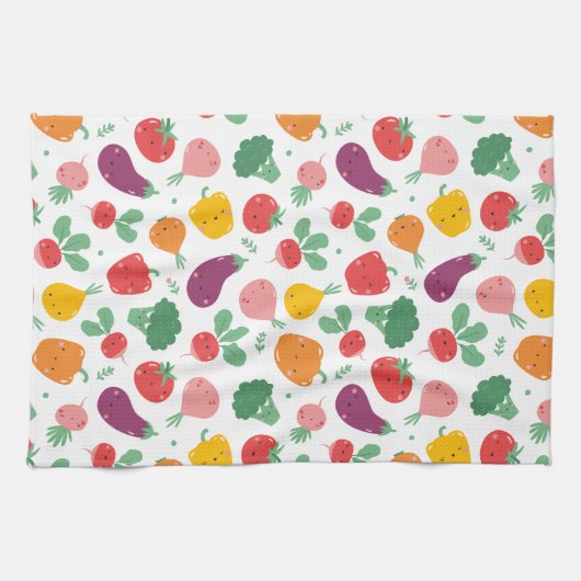 Cute happy veggies theedoek (Horizontaal)