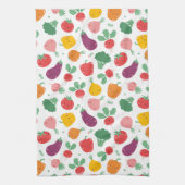 Cute happy veggies theedoek (Verticaal)