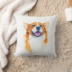Cute Happy Waterverf Corgi Dog Persoonlijk Kussen