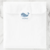 Cute Happy Whale Personalised Ronde Sticker (Tas)