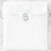 Cute Happy White Cat met Balloons Birthday Ronde Sticker (Tas)