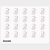 Cute Happy White Cat met hartballon Dank je Ronde Sticker (Vel)