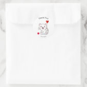 Cute Happy White Cat met hartballon Dank je Ronde Sticker (Tas)