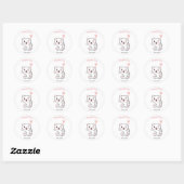 Cute Happy White Cat met hartballon Dank je Ronde Sticker (Vel)