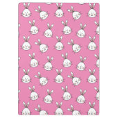Cute Happy White Paaster Bunny op Roze Klembord (Achterkant)