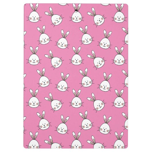 Cute Happy White Paaster Bunny op Roze Klembord (Achterkant)