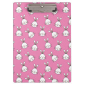 Cute Happy White Paaster Bunny op Roze Klembord (Voorkant)