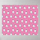 Cute Happy White Paaster Bunny op Roze Poster (Voorkant)