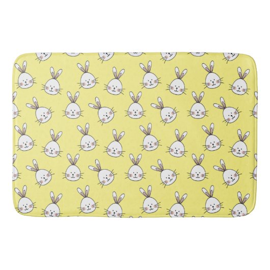 Cute Happy White Paaster Bunny Pattern Badmat (Voorkant)