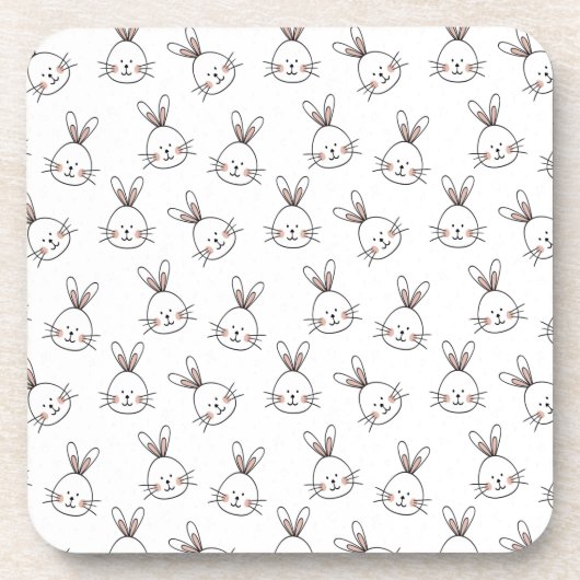 Cute Happy White Paaster Bunny Pattern Bier Onderzetter (Voorkant)