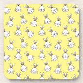Cute Happy White Paaster Bunny Pattern Bier Onderzetter (Voorkant)