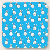 Cute Happy White Paaster Bunny Pattern Bier Onderzetter (Voorkant)