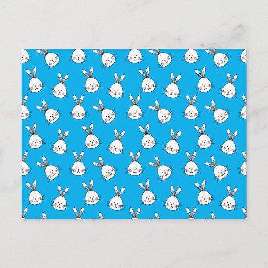 Cute Happy White Paaster Bunny Pattern Briefkaart (Voorkant)