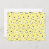 Cute Happy White Paaster Bunny Pattern Briefkaart (Voorkant / Achterkant)