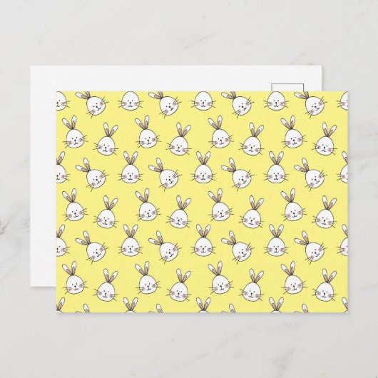Cute Happy White Paaster Bunny Pattern Briefkaart (Voorkant / Achterkant)