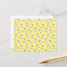 Cute Happy White Paaster Bunny Pattern Briefkaart