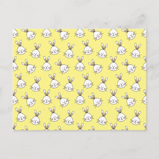 Cute Happy White Paaster Bunny Pattern Briefkaart (Voorkant)