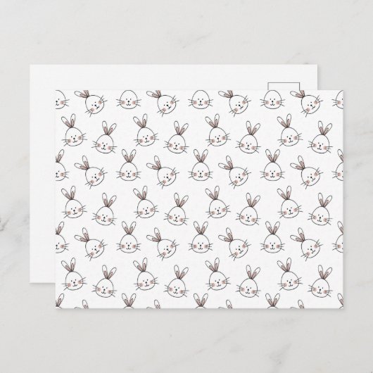 Cute Happy White Paaster Bunny Pattern Briefkaart (Voorkant / Achterkant)