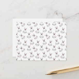 Cute Happy White Paaster Bunny Pattern Briefkaart