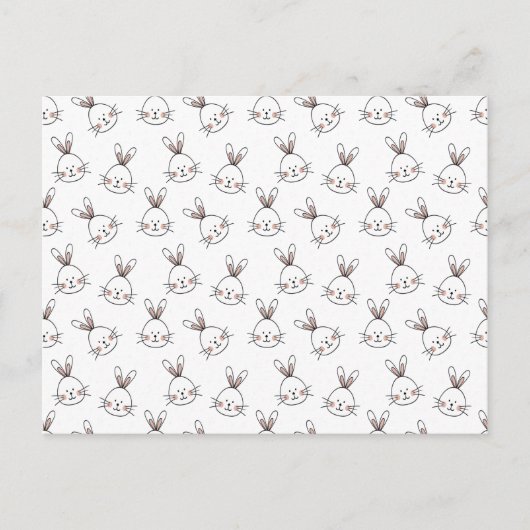 Cute Happy White Paaster Bunny Pattern Briefkaart (Voorkant)