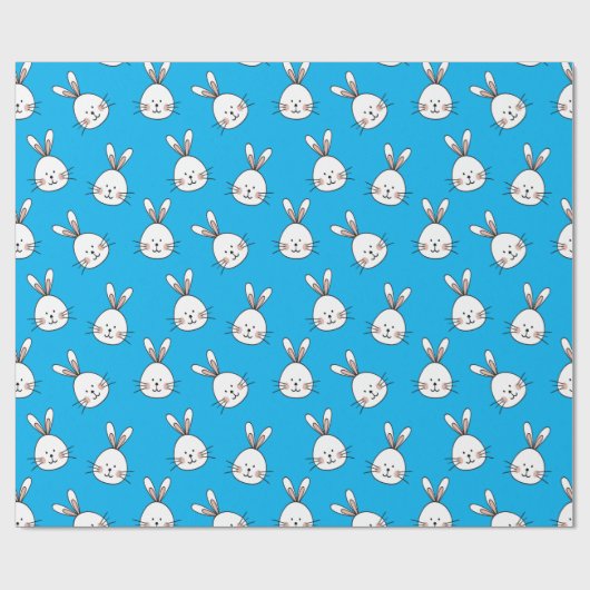 Cute Happy White Paaster Bunny Pattern Cadeaupapier (Vlak)